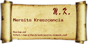 Mersits Kreszcencia névjegykártya